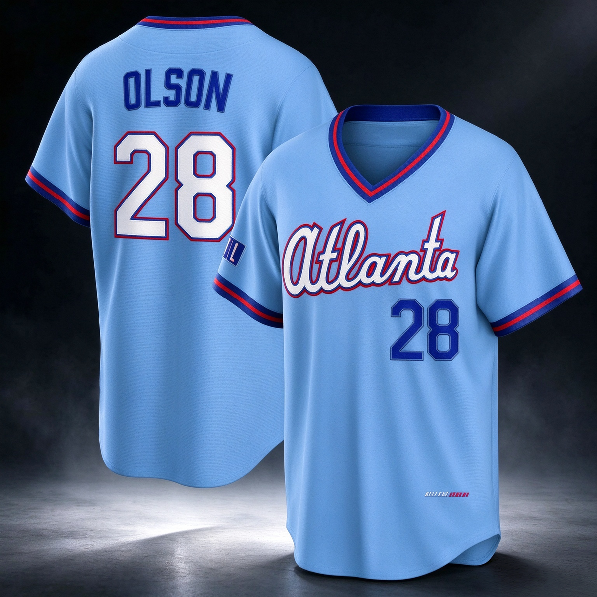 Atlanta Braves #28 Matt Olson Powder Blue 2026 City Connect Stadium Baseball Jersey