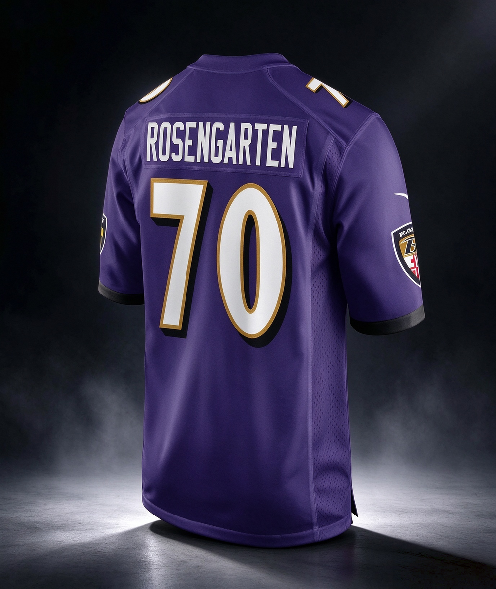 B.Ravens #70 Roger Rosengarten Purple Team Game Stitched Football American Jersey