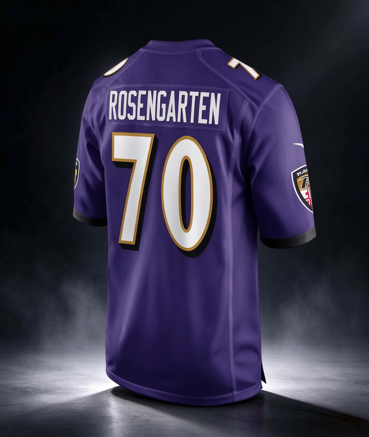 B.Ravens #70 Roger Rosengarten Purple Team Game Stitched Football American Jersey